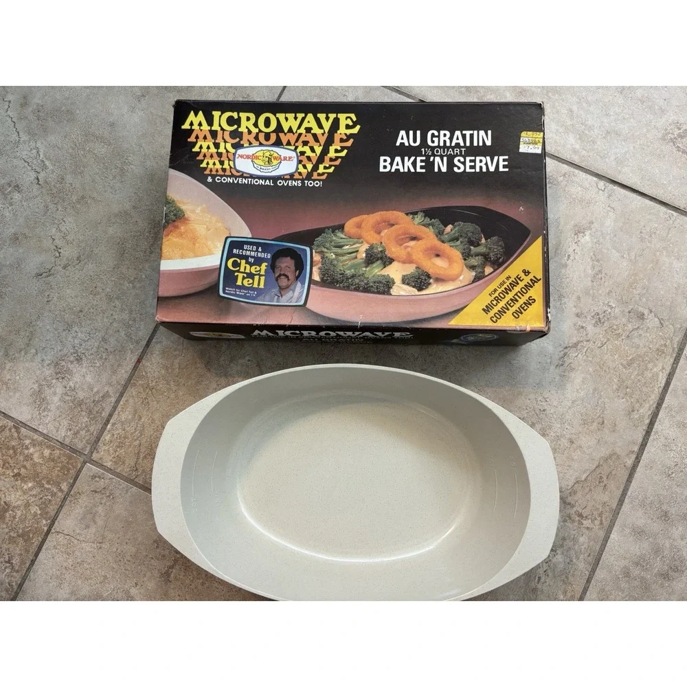Vintage Nordic Ware Gemstone Au Gratin Bake N Serve 1.5 Qt 63404 Box Made in USA